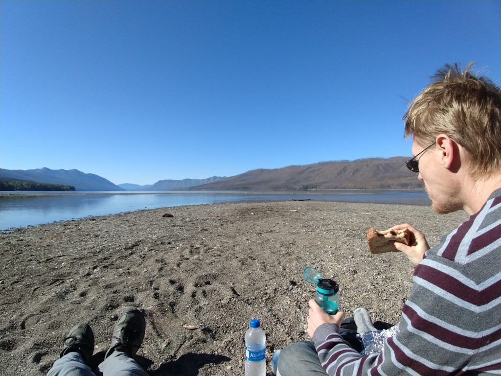 360 views at our picnic spot - Lake McDonald in one direction, mountains in the other
